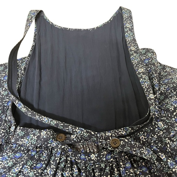 Free People Petunia Smocked Mini Jumper Dress Floral Open Back Blue Summer Sz XS - Picture 14 of 16